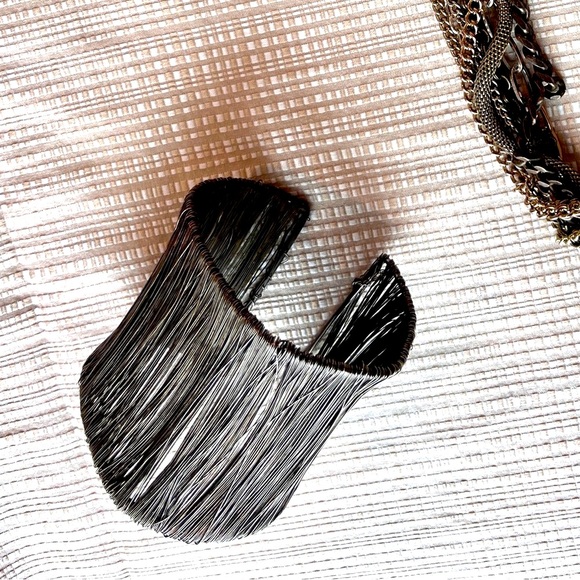 Mixed Metal Chain Layered Necklace & Cuff Set Apocalyptic Dystopian Grunge - Picture 10 of 16